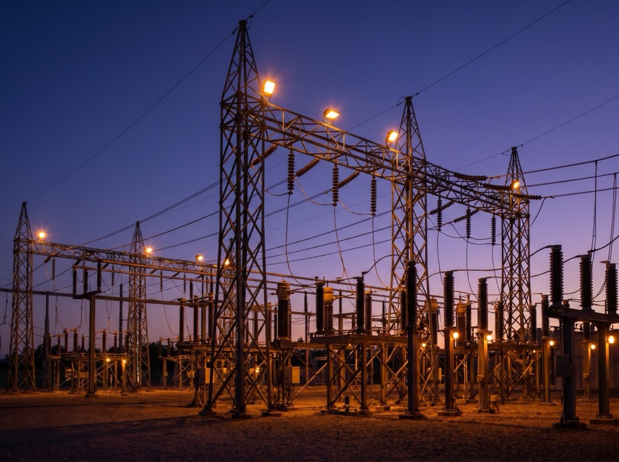 Electrical substation at blue hour